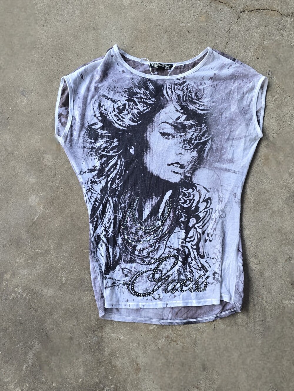 vtg y2k guess grunge bling indie sleaze top